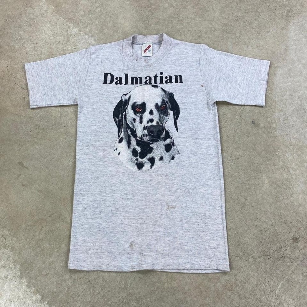 Vintage 90s Dalmatian Shirt Size Small Gray Puppy Dog